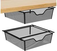 Under Sink Sliding Basket 2 Tier Iron Wire Rack | Smooth sliding design, easy para access to spices, no assembly needed, fits under sink cabinets, black finish