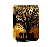 Under the Moonlight Tree Party - Estuche portátil para pintalabios para viajes, mini caja de almacenamiento de lápiz labial con espejo para mujeres y mujeres, bolsa de cosméticos de cuero, Varios colores, 9.5x2x7 cm/3.7x0.8x2.7 in
