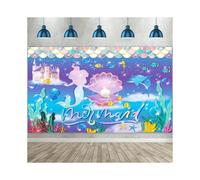 Under The Sea Mermaid Backdrop Purple Blue Mermaid Pearl Whale Background Banner Mermaid Castle Princess Birthday Party Baby Shower Decorations Suppli