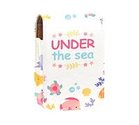 Under the Sea Sea Creatures Collection-01 - Estuche portátil para pintalabios para viajes, mini caja de almacenamiento de lápiz labial con espejo para mujeres y mujeres, bolsa de cosméticos de cuero, Varios colores, 9.5x2x7 cm/3.7x0.8x2.7 in