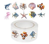 Under The Sea Stickers - 500 Pieces Marine Life Stickers Roll | Self Adhesive Cute Realistic Sea Animals Sticker For Notebook Diary Pages Water Bottles Laptops Envelopes, Student Teacher