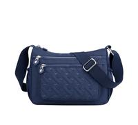 Underarm Purse Single Shoulder Women's New Nylon Embroidery Line Canvas Lady's Body Cloth Large Bag(Blue)