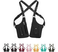 Underarm Shoulder Bag for Men Women, Leather Double Shoulder Armor, Anti-Theft Hidden Adjustable Strap Holster (Black)