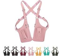 Underarm Shoulder Bag for Men Women, Leather Double Shoulder Armor, Anti-Theft Hidden Adjustable Strap Holster (Pink)