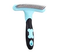 Undercoat Rake Comb for Dogs, Dog Grooming Comb with Anti Slip Handle, Double Row Pins Dematting Brush, Extra Wide Dematting Rake 5.91x4.33" for Dogs and Cats (Blue, Pink)