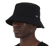UNDERCONTROL - Gorro de Pescador Extragrande XXL de Gran tamaño para Cabeza Grande con Etiqueta de Acero Cosida a Mano Color Liso Unisex Talla Grande Coreano con protección UV (Negro)