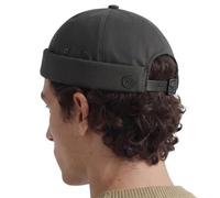 UNDERCONTROL - Gorro de Pescador Marinero sin Visera Estilo Vintage con puños enrollados y Correa de Cuero Estilo Docker con Calavera Miki para Hombre y Mujer Fabricado en Corea (carbón)