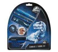 Undercover 6600006458 - Jurassic World School Kit - Jurassic World School Kit de Encubierto, el Juego Incluye Caja de Metal, Borrador, Sacapuntas y Bolígrafo de Gel