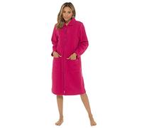 Undercover Albornoz de forro polar suave con cremallera para mujer, bata con cremallera con ribete de satén UK 10-28, rosa, morado, azul, lila y rosa, Vino (Collar), 10-12