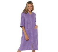 Undercover - Albornoz de rizo para mujer, 100 % algodón, con cremallera a través de la capucha o sin capucha, Lila, 18-20