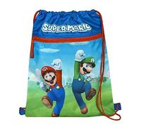 Undercover Bolsa de deporte con cierre de seguridad, con bolsillo con cremallera, aprox. 32 x 41 cm, diseño: Super Mario, azul