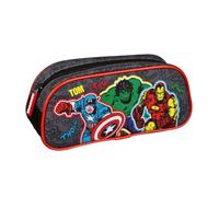 Undercover Estuche de los Vengadores para niños - Personalizado con nombre - Estuche de superhéroes con contenido bolígrafos - Estuche escolar niños, Estuche de los Vengadores, color negro