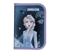 Undercover Estuche escolar para niña de Frozen - Personalizado con nombre - Estuche Elsa Anna con contenido de lápices - Estuche escolar infantil, Frozen Dark Blue, 14 x 20 x 3 cm, Estuche de