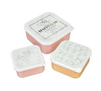 UNDERCOVER Juego de 3 fiambreras para niños, diseño de Minnie Mouse, para guardería, sandwichera, para la escuela, fiambrera de plástico, sin BPA, fiambrera