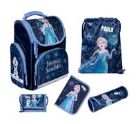 Undercover Juego de mochila escolar de 1ª clase, contenido personalizado con nombre, mochila escolar para niños y niñas, Frozen (Navy Dark Blue), 5-teilig, Juego de mochila escolar
