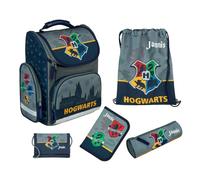 Undercover Juego de mochila escolar de 1ª clase, contenido personalizado con nombre, mochila escolar para niños y niñas, Harry Potter (Gris), 5-teilig