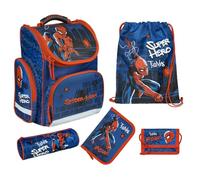 Undercover Juego de mochila escolar de 1ª clase, contenido personalizado con nombre, mochila escolar para niños y niñas, Spider-Man (Azul), 5-teilig, 5 piezas