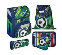 Undercover Juego de mochilas escolares de 5 piezas, para niñas de 1ª clase, con contenido personalizado, estuche escolar, diseño de Scooli, Soccer Champ - Balón de fútbol, Juego de mochila escolar