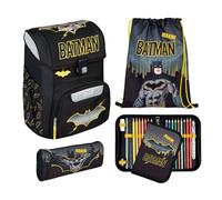 Undercover Juego de mochilas escolares de 5 piezas, para niñas de 1ª clase, con contenido personalizado, estuche escolar, diseño de Scooli, Batman Negro, Juego de mochila escolar