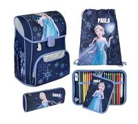 Undercover Juego de mochilas escolares de 5 piezas, para niñas de 1ª clase, con contenido personalizado, estuche escolar, diseño de Scooli, Frozen Dark Blue, Juego de mochila escolar