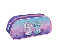 Undercover Lilo & Stitch - Estuche escolar para niños, diseño de puntada y ángel, color morado, rosa y azul, 22,5 x 9,5 x 9 cm