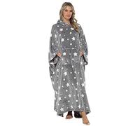 Undercover Manta con capucha de gran tamaño, extra larga, de forro polar ultrasuave, con capucha, Estrella gris, Talla única