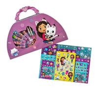 Undercover Minimutz - Maletín de pintura para niños, 51 piezas, con super pegatinas, 500 unidades, Gabby's Dollhouse, juego de pintura con contenido, rotuladores, bloc de pintura, maletín para