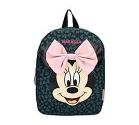Undercover Mochila de guardería personalizada Disney Minnie Mouse con nombre niña | Mochila pequeña para niños con lazo grande y lunares, Verde oscuro con corazones, 31 x 23 x 9 cm