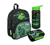 Undercover Mochila infantil con diseño de dinosaurios T-Rex para niños, personalizable con nombre, con bolsillo delantero, 2 compartimentos, 25 x 31 x 10 cm, Set 1 Dinosaurio Verde