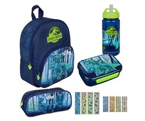 Undercover Mochila infantil con diseño de dinosaurios T-Rex para niños, personalizable con nombre, con bolsillo delantero, 2 compartimentos, 25 x 31 x 10 cm, Azul-Set 3 Dino