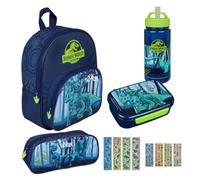 Undercover Mochila infantil de dinosaurio T-Rex para niños - Personalizada con nombre - Mochila infantil con bolsillo frontal - 2 compartimentos 25 x 31 x 10 cm, Azul Juego De 3 Dinosaurios, 22,5 x