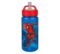 Undercover Scooli Aero Spider-Man Botella de 500 ml, color azul con tapa roja, sin BPA, pajita plegable, 19 x 7 cm