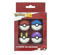 Undercover - Set de Gomas de borrar Pokémon Pokéball - 4 Gomas de borrar con diseño de Pokéball - Práctico Accesorio Escolar para Estuche y Escritorio