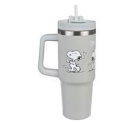 Undercover - Taza de vacío con pajita Peanuts Snoopy - 880ml de capacidad - Taza de acero inoxidable con asa - Sin BPA