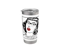 Underestimate Me That'll Be Fun Vintage Pop Art Girl Cita Vaso térmico de acero inoxidable de doble pared