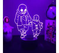 Undertale Luz de noche LED 3D ilusión Anime Figura lámpara Control remoto USB 7 colores luces LED con interruptor táctil lámpara de decoración del dormitorio para niños niños niños niñas regalo