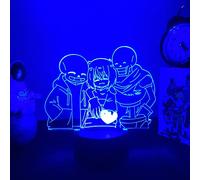 Undertale Luz de noche LED 3D ilusión Anime Figura lámpara Control remoto USB 7 colores luces LED con interruptor táctil lámpara de decoración del dormitorio para niños niños niños niñas regalo