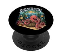 Underwater Basket Weaving Champion Octopus Funny PopSockets PopGrip Adhesivo