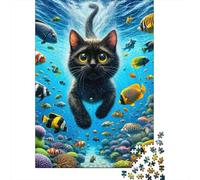 Underwater Cat Adventure Puzzle Imposible,desafío for Adults Entretenimiento Creativo 1000 Piezas Obra De Arte De Juego De para Adultos Y Niños 52x38cm/1000pcs