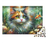 Underwater Cat Art Print Rompecabezas Imposible,desafío para Adultos Juego Educativo 1000 Piezas Obra De Arte De Juego De para Adultos, Regalos A Partir De 14 Años 70x50cm/1000pcs