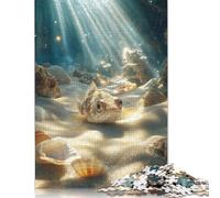 Underwater Flounder Fish and Shells Puzzles Imposible,desafío para Adultos Juego Educativo 1000 Piezas Obra De Arte De Juego De para Adultos Y Niños A Partir De 12 Años 1000pcs (40x28cm)