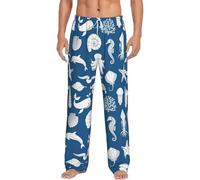 Underwater Marine Life Print - Pantalones de pijama para hombre, pantalones de descanso para hombre, ropa de dormir cómoda para adultos, blanco, M