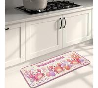 Underwater World - Alfombrillas de cocina para piso, melocotón cangrejo de caricatura, suaves, acolchadas para verano, cómodas, lavables, para fregaderos, lavadero, baño, 16 x 47 pulgadas