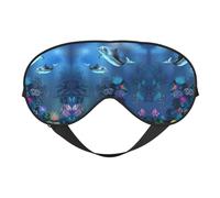 Underwater World - Máscara de dormir con estampado de delfines y corales, antifaz para los ojos vendados, para dormir por la noche, viajes, aviones