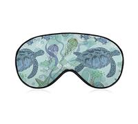 Underwater World Sea Turtle Seahorse Medusa Fish Starfish Sleep Eye Mask Blindfold Correas de cabeza ajustables Eye Cover para mujeres, hombres, niñas y niños
