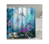 Underwater World Shower Curtain, Bathroom Waterproof Fabric Shower Curtain with 12 Plastic Hooks