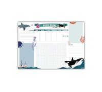 Underwater World - Vade de escritorio para niños (25 hojas, 90 g/m², cuadriculado, 7 x 7 mm, con lista de tareas y mucho espacio para notas)