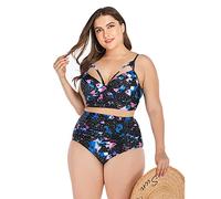 UNDERZY Código Grande Bikini Bikini Feid Po Steel Hedger Cup Traje de baño de Las Mujeres Natación-Negro_3XL