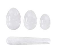 Undrilled Yoni Egg Crystal Wand Set Real Natural Stone Massage Ball Yoni Eggs for Women Kegel Exercise Jade Massage-White Jade Set