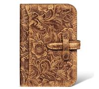 une diffe Soporte de cuero para pasaporte para viajes, mujeres y hombres, ranura para tarjetas con bloqueo RFID, cuero de grano superior con hebilla mágica, bolsillo con cremallera, cartera para